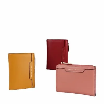 Dompet Bifold Kecil Pendek Klasik Kartu Wanita dan Tempat Uang Tunai